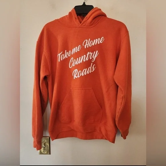 Mens small Hoodie orange take me home country road - Picture 1 of 3